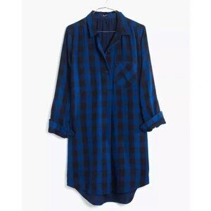 Madewell Latitude Buffalo Check Flannel Shirt Dress